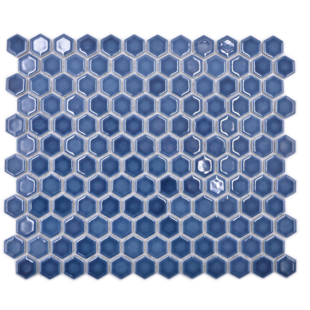 Mozaika ceramiczna kolor niebieski połysk hexagon T 150