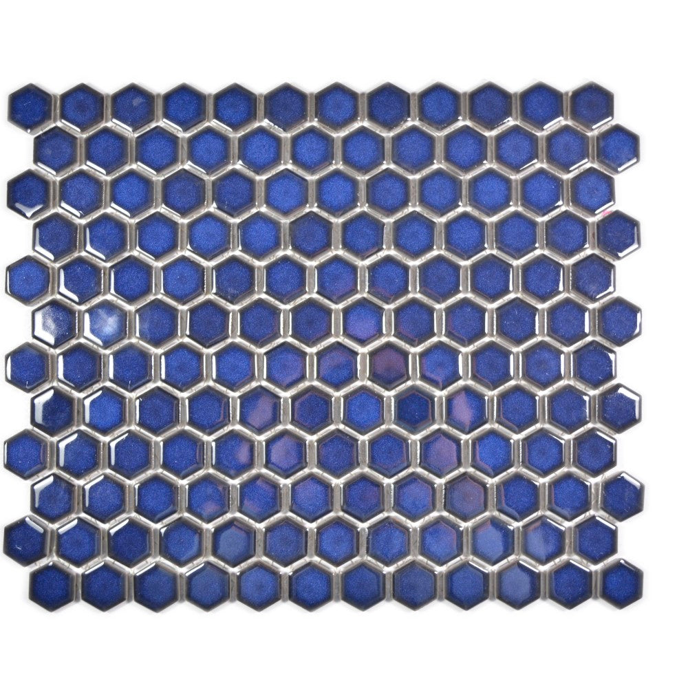 Mozaika ceramiczna kolor niebieski błakitny kobaltowy połysk hexagon T 154