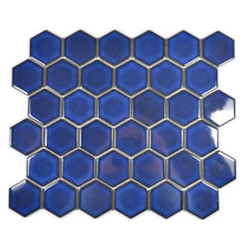 Załaduj obraz do przeglądarki galerii, Mozaika ceramiczna kolor niebieski błakitny kobaltowy połysk hexagon T 155
