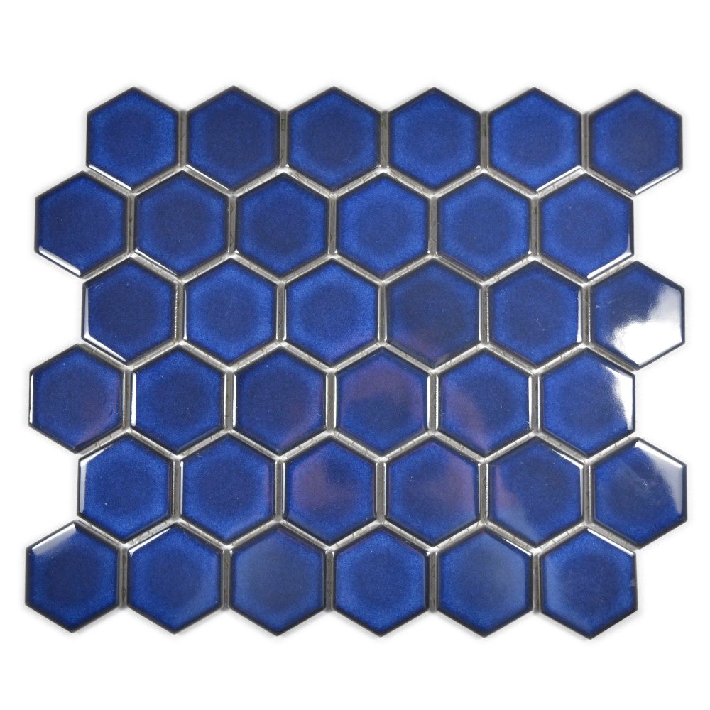 Mozaika ceramiczna kolor niebieski błakitny kobaltowy połysk hexagon T 155