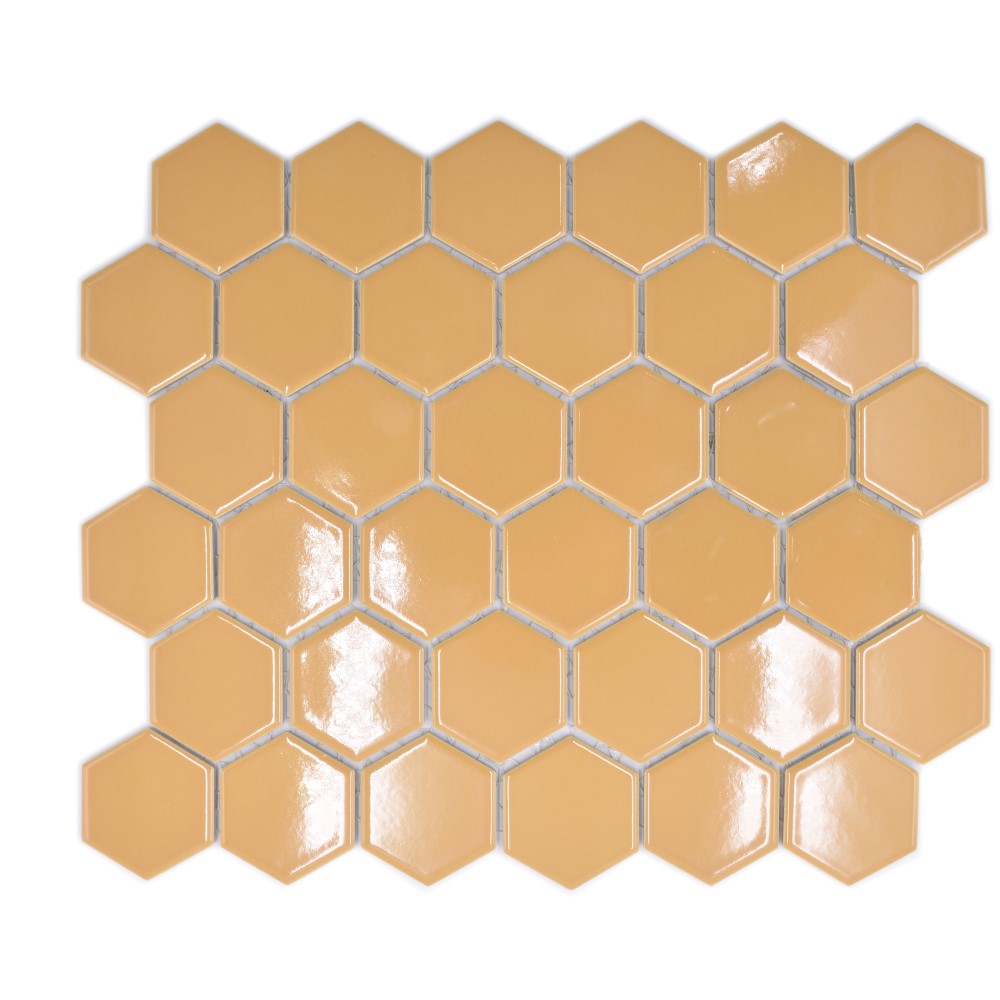 Mozaika ceramiczna kolor mix brązowy kawowy pomarańczowy połysk hexagon T 118