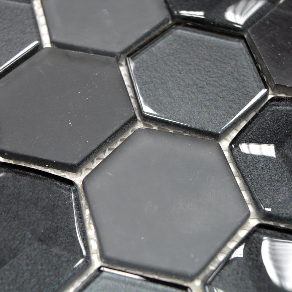 Aranżacja Mozaika mix kolor mix czarny mat hexagon T 433
