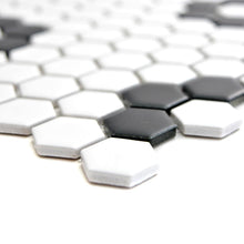 Załaduj obraz do przeglądarki galerii, Mozaika ceramiczna kolor biały czarny mat hexagon T 32
