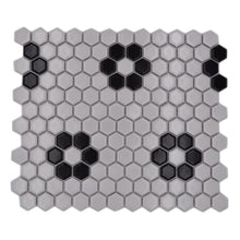 Załaduj obraz do przeglądarki galerii, Mozaika ceramiczna kolor biały czarny połysk hexagon T 35
