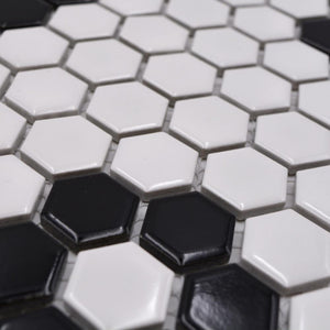 Mozaika ceramiczna kolor biały czarny połysk hexagon T 35