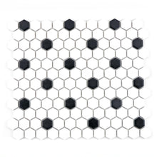 Załaduj obraz do przeglądarki galerii, Mozaika ceramiczna kolor biały czarny mat hexagon T 33
