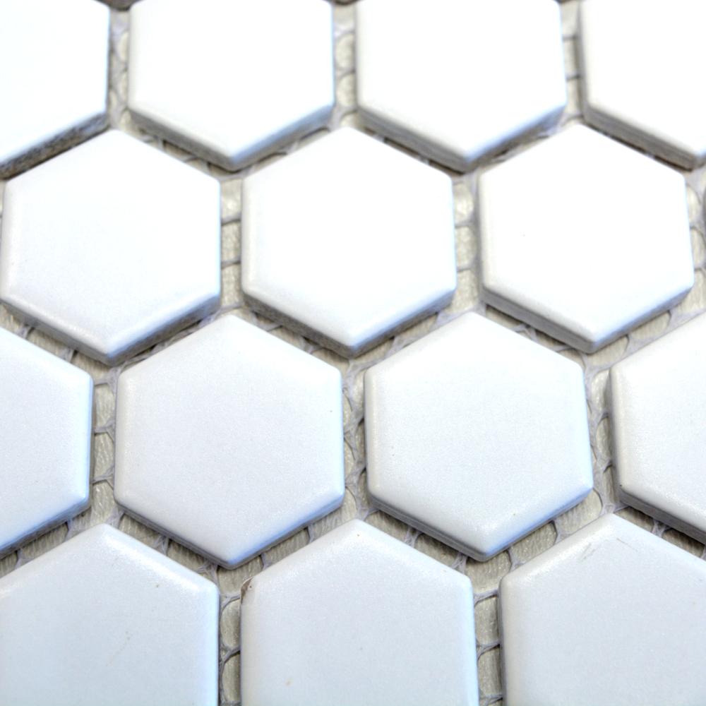 Aranżacja Mozaika ceramiczna kolor biały mat hexagon T4