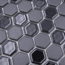 Załaduj obraz do przeglądarki galerii, Mozaika ceramiczna kolor czarny mat hexagon T 59

