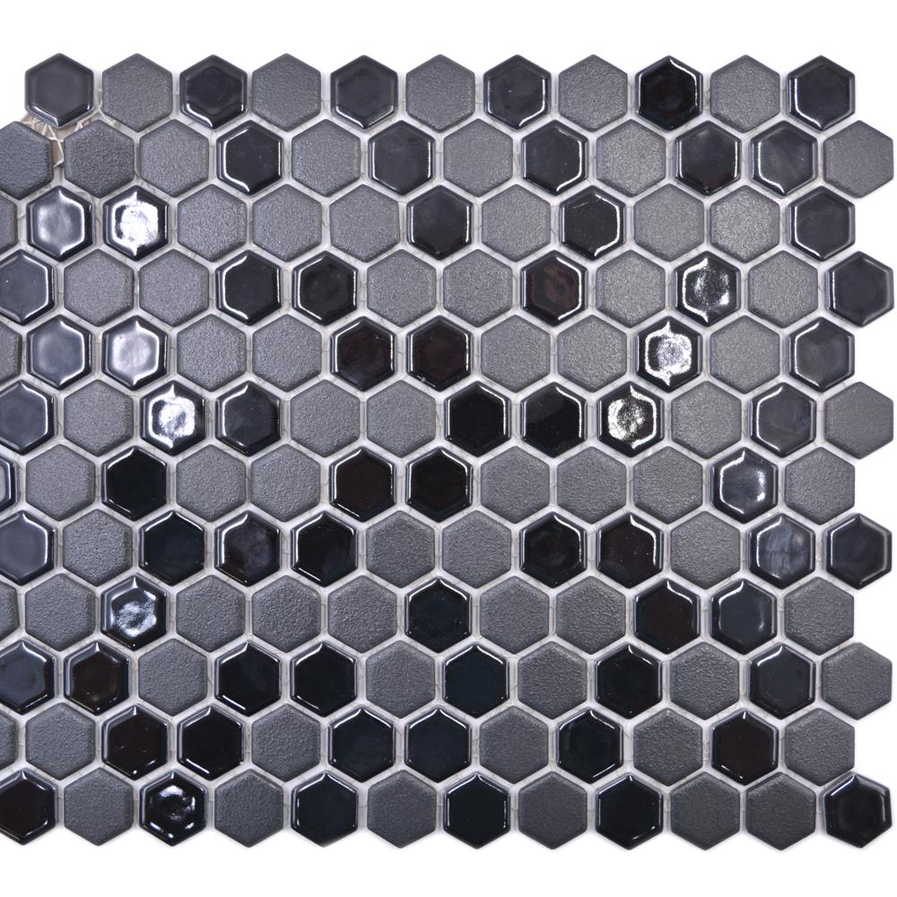 Mozaika ceramiczna kolor czarny mat hexagon T 59