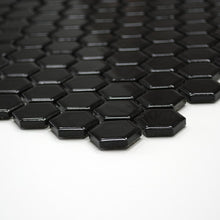 Załaduj obraz do przeglądarki galerii, Mozaika ceramiczna kolor czarny połysk hexagon T 91
