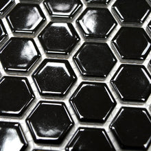 Załaduj obraz do przeglądarki galerii, Mozaika ceramiczna kolor czarny połysk hexagon T 91
