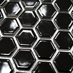Mozaika ceramiczna kolor czarny połysk hexagon T 91