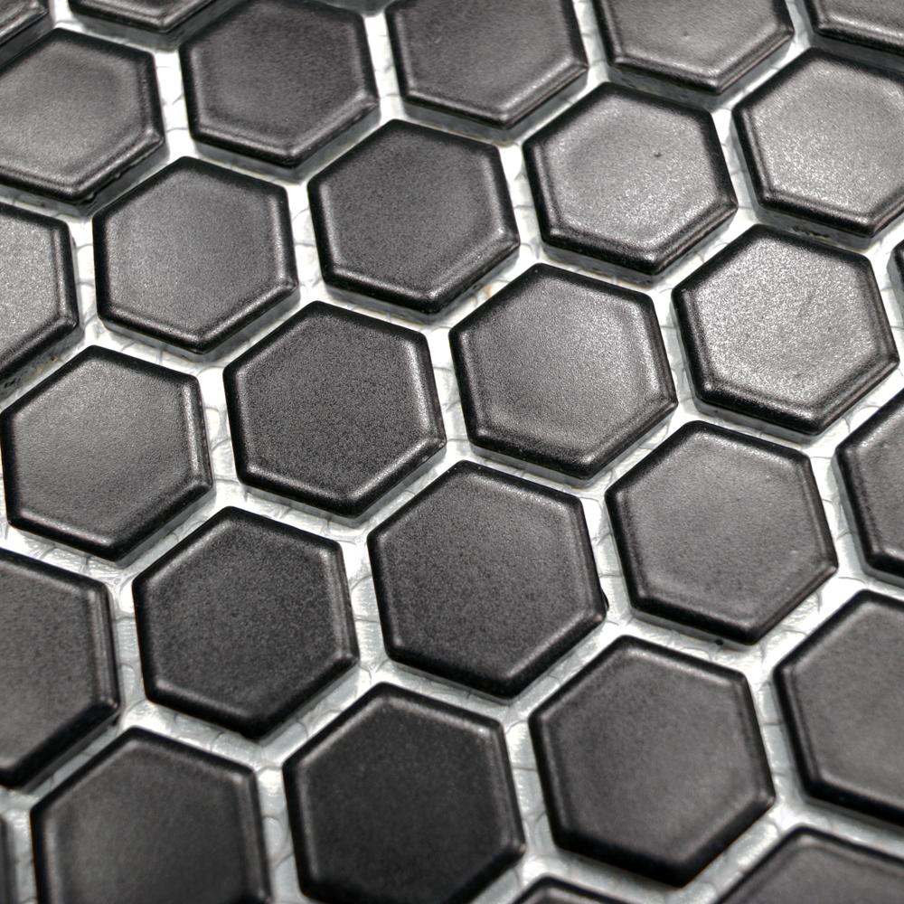 Aranżacja Mozaika ceramiczna kolor czarny mat hexagon T 60