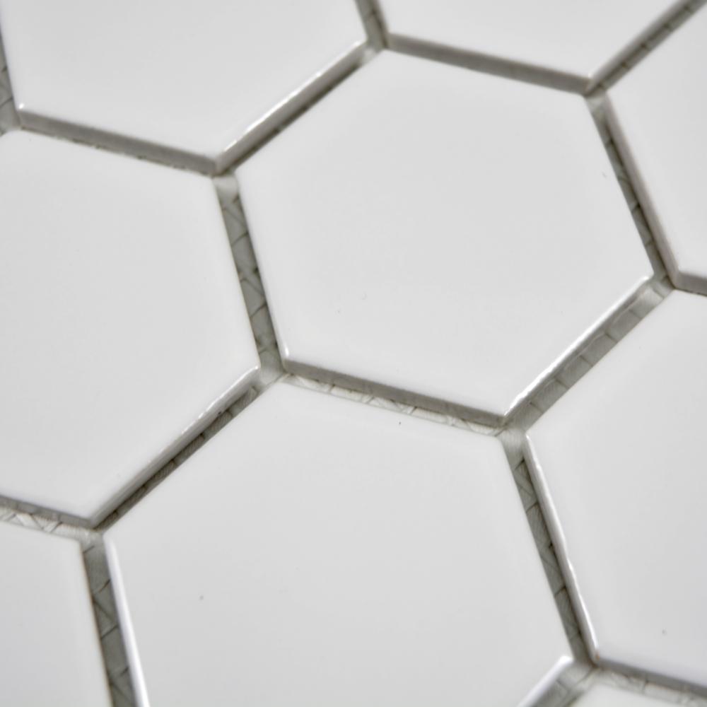 Aranżacja Mozaika ceramiczna kolor biały połysk hexagon T 23
