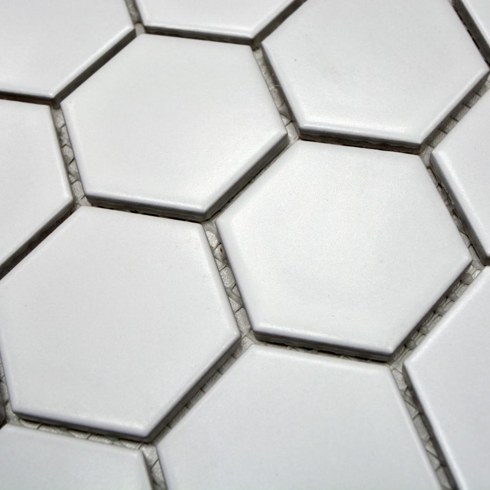 Aranżacja Mozaika ceramiczna kolor biały mat hexagon T5