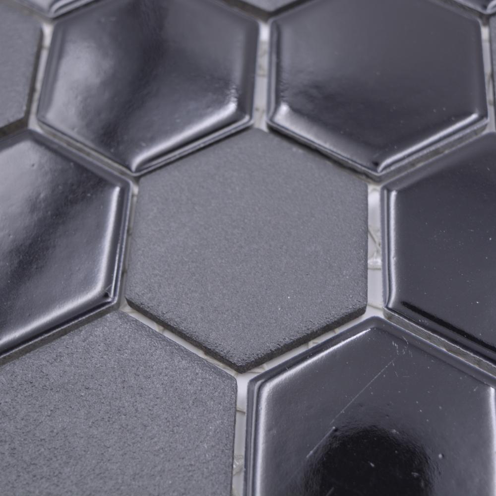 Aranżacja Mozaika ceramiczna kolor czarny mat hexagon T 61