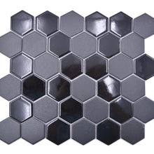 Załaduj obraz do przeglądarki galerii, Mozaika ceramiczna kolor czarny mat hexagon T 61
