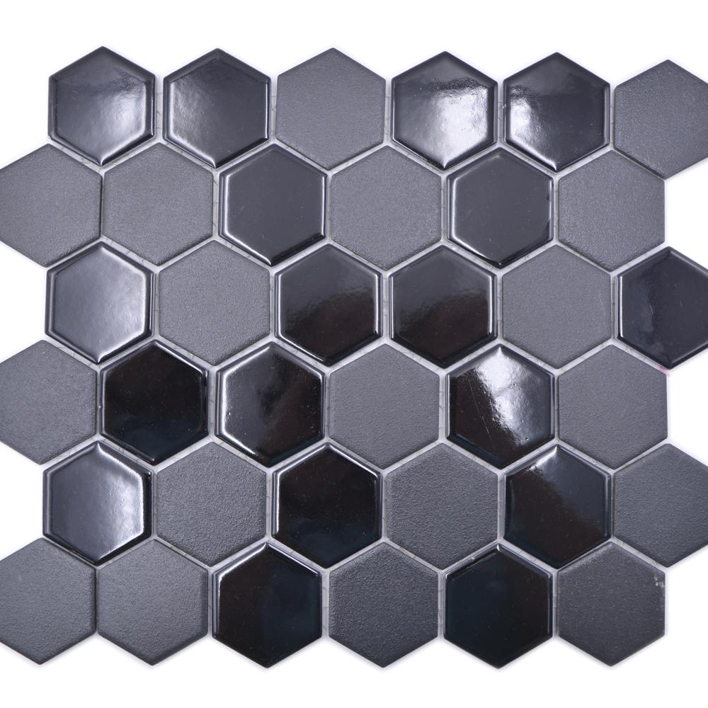 Mozaika ceramiczna kolor czarny mat hexagon T 61
