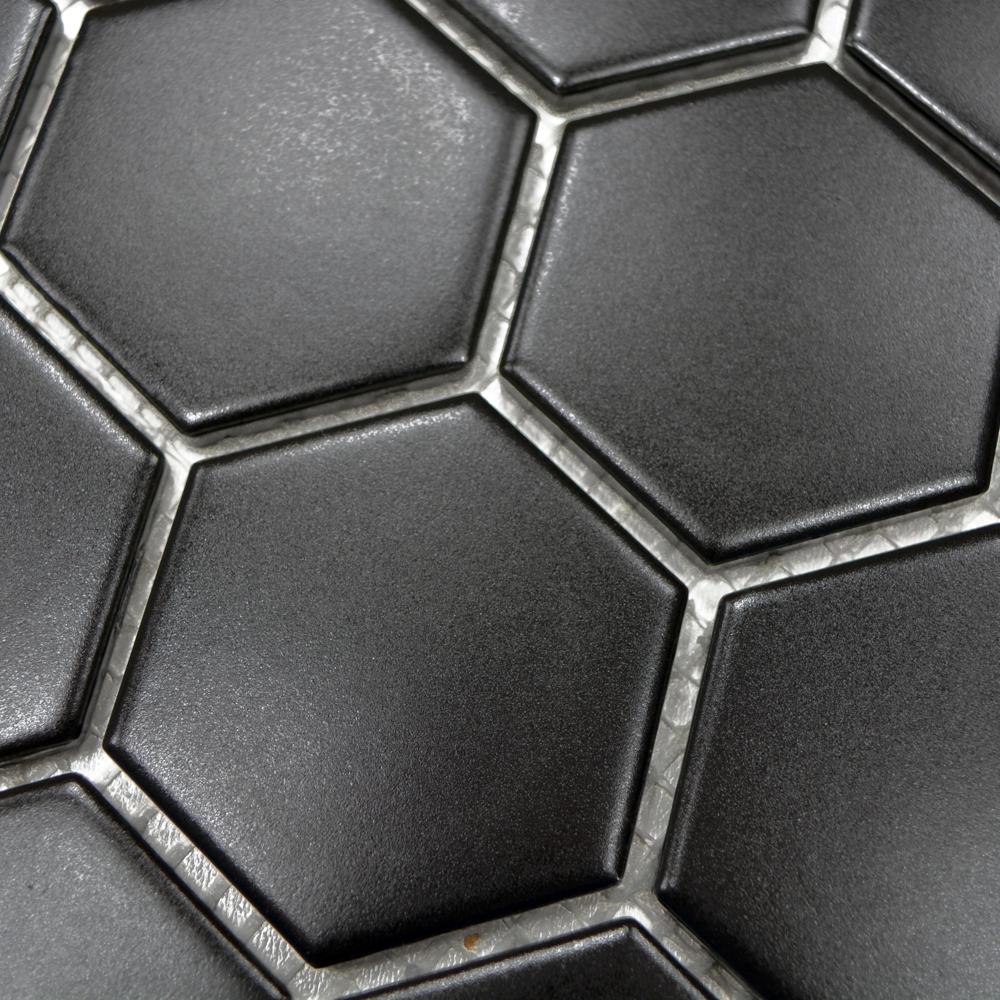 Aranżacja Mozaika ceramiczna kolor czarny mat hexagon T 62