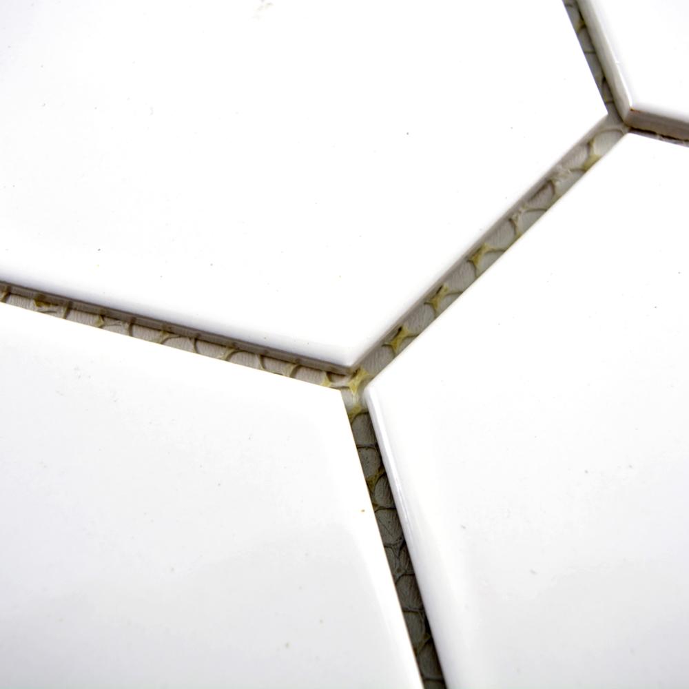 Aranżacja Mozaika ceramiczna kolor biały połysk hexagon T 24