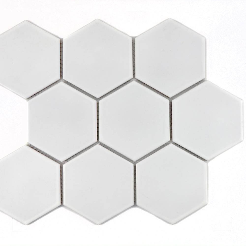 Mozaika ceramiczna kolor biały mat hexagon T6