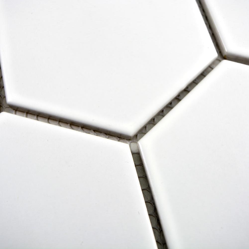 Aranżacja Mozaika ceramiczna kolor biały mat hexagon T6