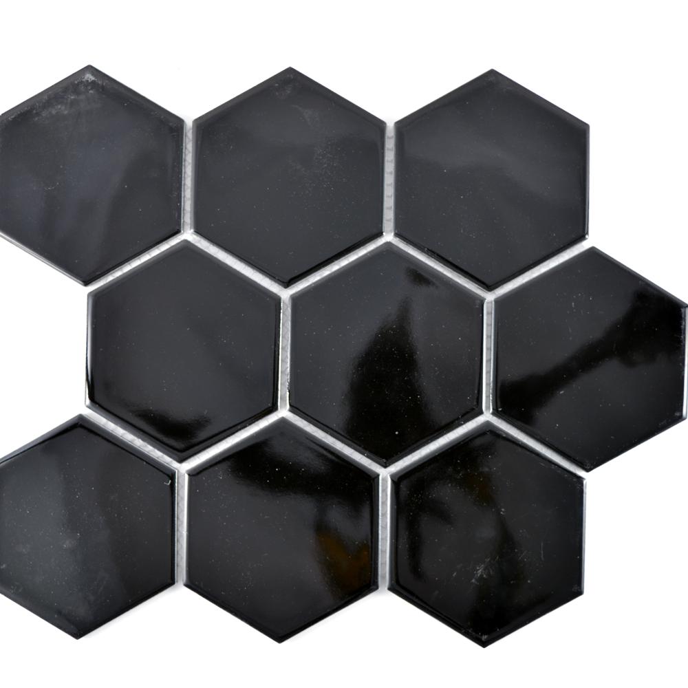 Mozaika ceramiczna kolor czarny połysk hexagon T 92