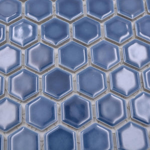 Mozaika ceramiczna kolor niebieski połysk hexagon T 150
