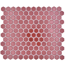 Załaduj obraz do przeglądarki galerii, Mozaika ceramiczna kolor burgundowy połysk hexagon T 38
