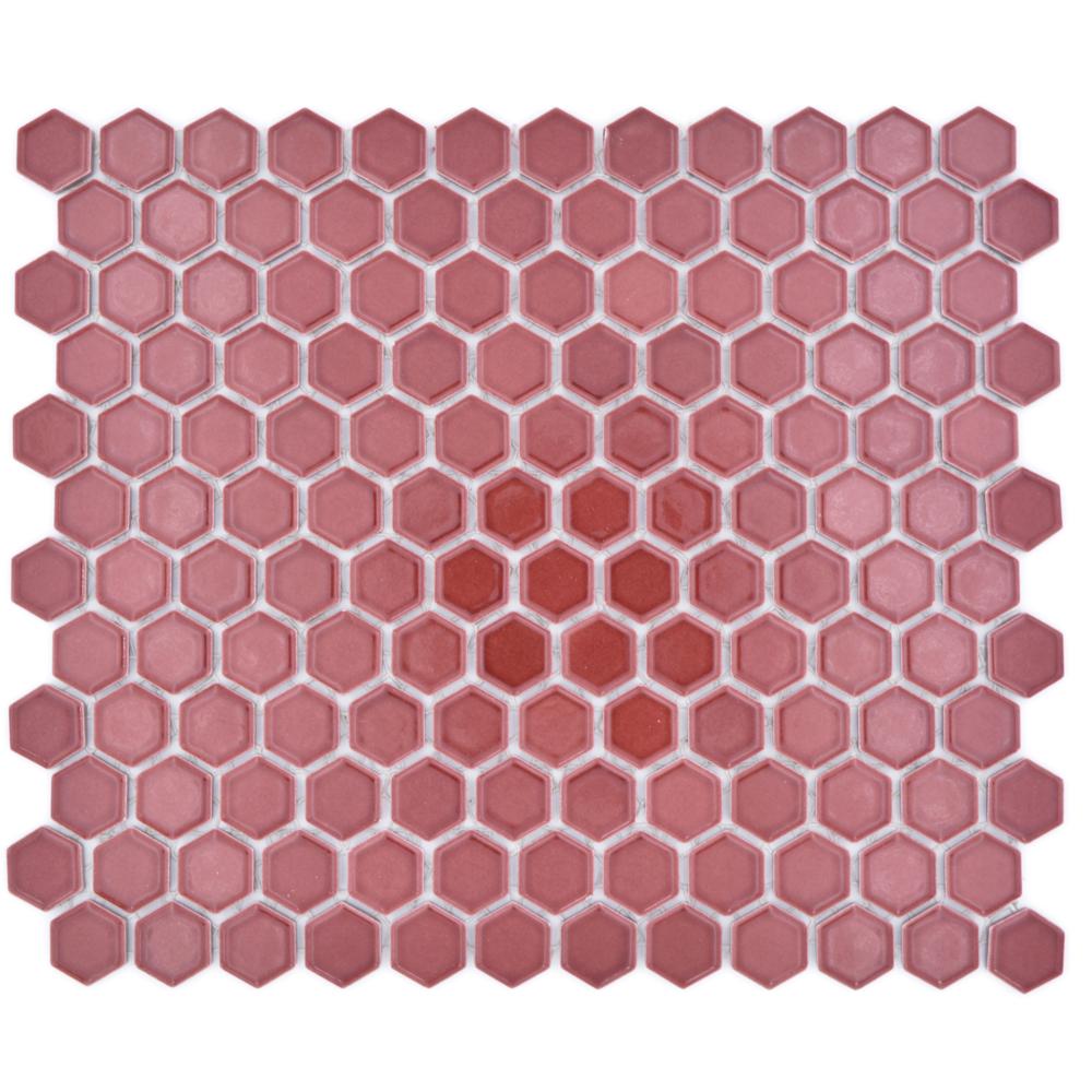 Mozaika ceramiczna kolor burgundowy połysk hexagon T 38