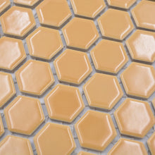 Załaduj obraz do przeglądarki galerii, Mozaika ceramiczna kolor mix brązowy kawowy pomarańczowy połysk hexagon T 117
