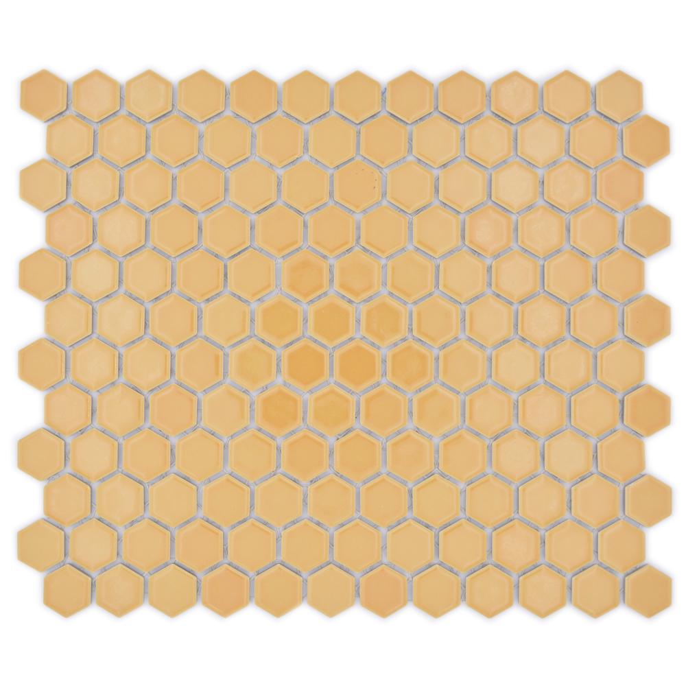 Mozaika ceramiczna kolor mix brązowy kawowy pomarańczowy połysk hexagon T 117