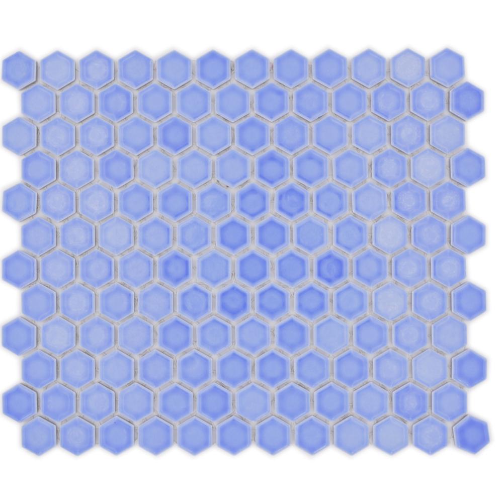 Mozaika ceramiczna kolor jasny niebieski połysk hexagon T 97