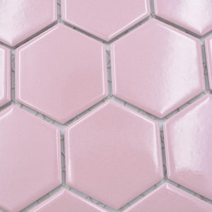 Mozaika ceramiczna kolor ciemny różowy połysk hexagon T 47