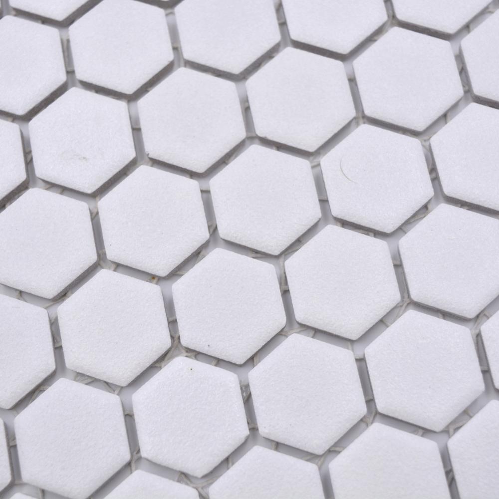 Aranżacja Mozaika ceramiczna kolor biały mat hexagon T7
