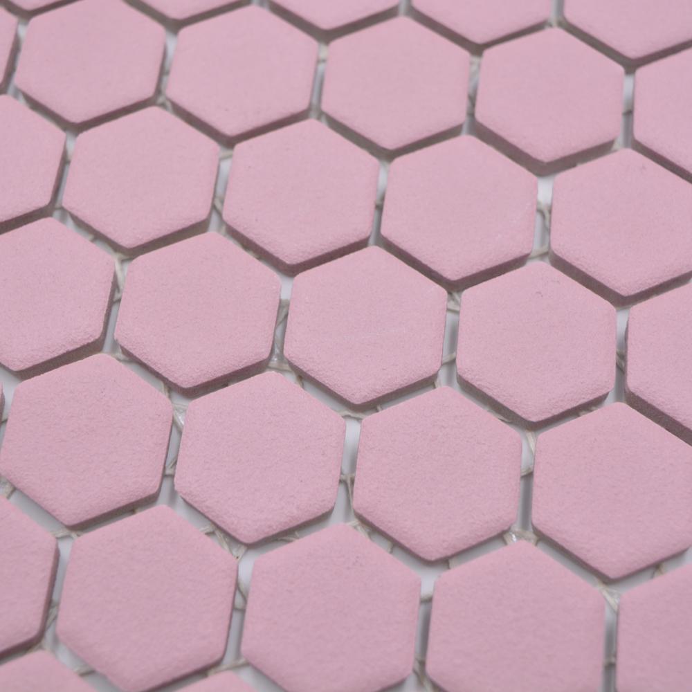 Aranżacja Mozaika ceramiczna kolor ciemny różowy mat hexagon T 43