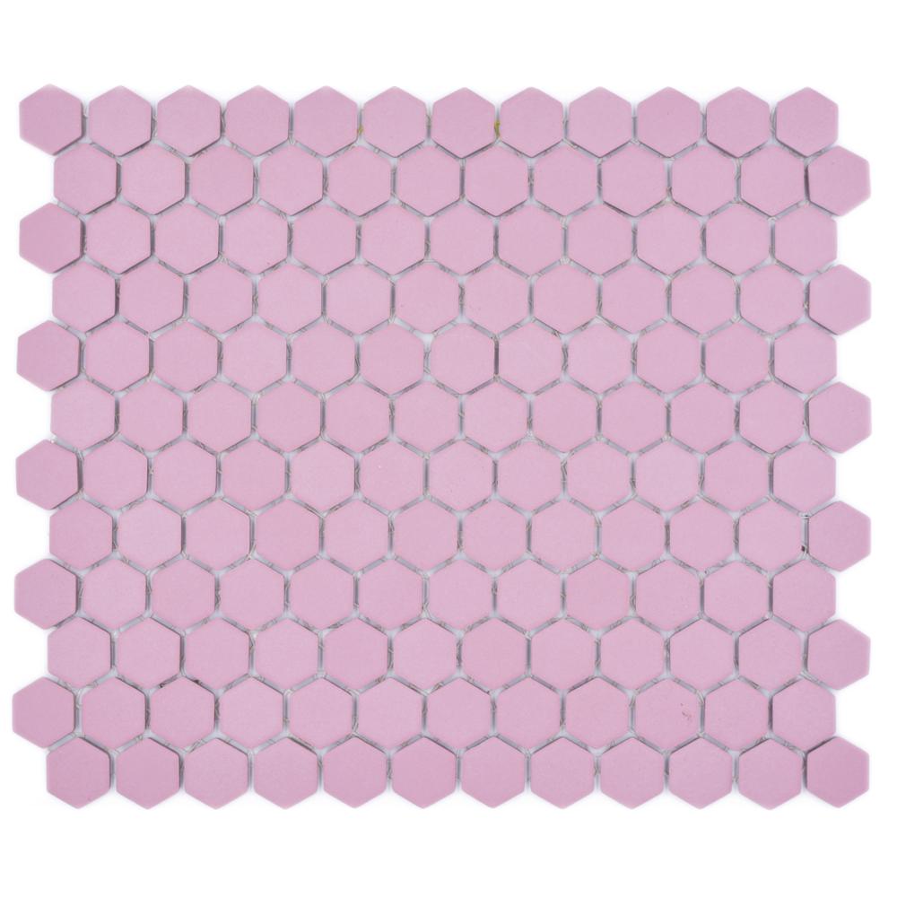 Mozaika ceramiczna kolor ciemny różowy mat hexagon T 43