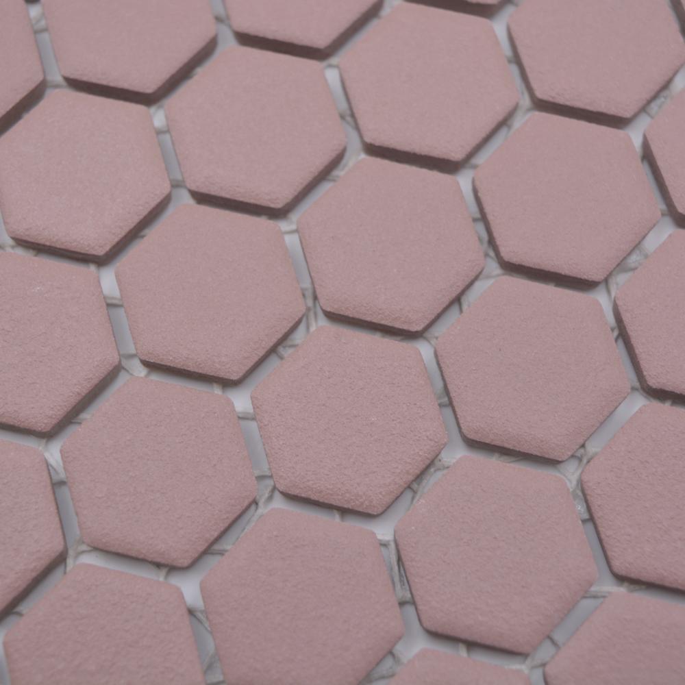 Aranżacja Mozaika ceramiczna kolor ceglany klinkier mat hexagon T 40