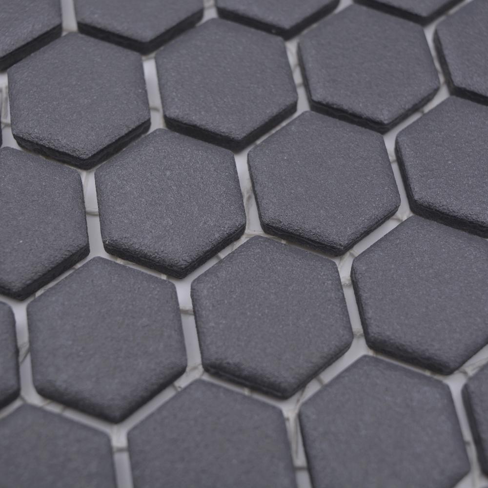 Aranżacja Mozaika ceramiczna kolor czarny mat hexagon T 64