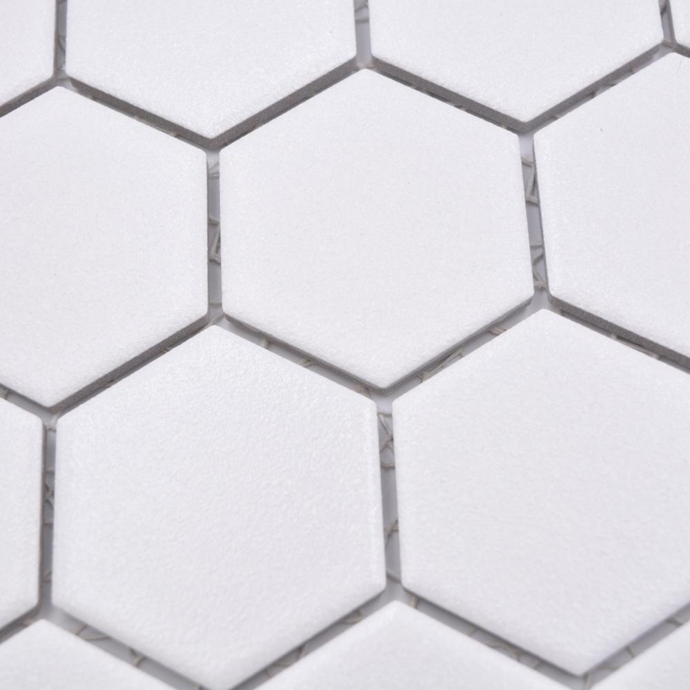 Aranżacja Mozaika ceramiczna kolor biały mat hexagon T8