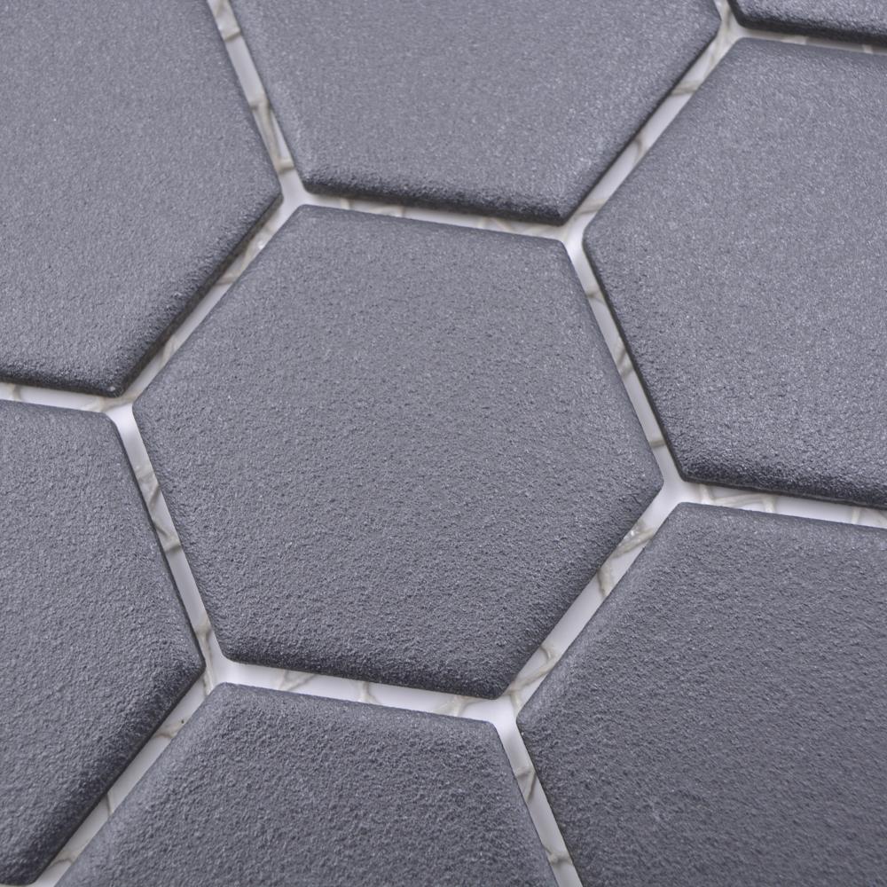 Aranżacja Mozaika ceramiczna kolor czarny mat hexagon T 65