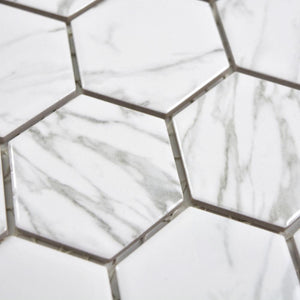 Mozaika ceramiczna kolor biały połysk hexagon T 25