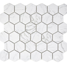 Załaduj obraz do przeglądarki galerii, Mozaika ceramiczna kolor biały połysk hexagon T 25
