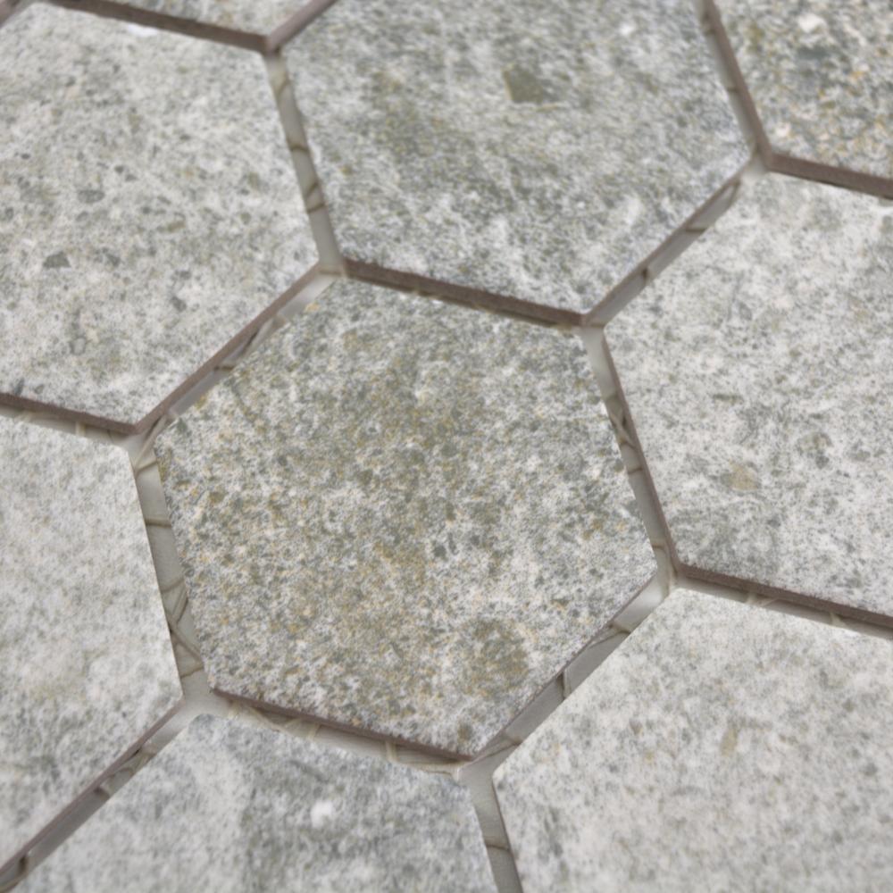 Aranżacja Mozaika ceramiczna kolor szary mat hexagon T 166