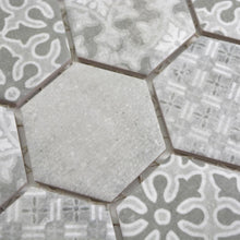 Załaduj obraz do przeglądarki galerii, Mozaika ceramiczna kolor szary mat hexagon T 165
