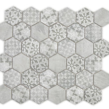 Załaduj obraz do przeglądarki galerii, Mozaika ceramiczna kolor szary mat hexagon T 165
