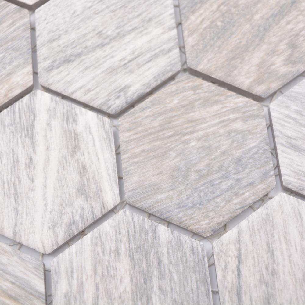 Aranżacja Mozaika ceramiczna kolor szary mat hexagon T 167