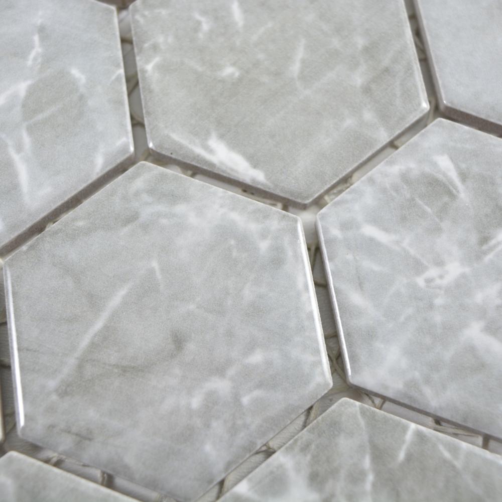 Aranżacja Mozaika ceramiczna kolor szary połysk hexagon T 175