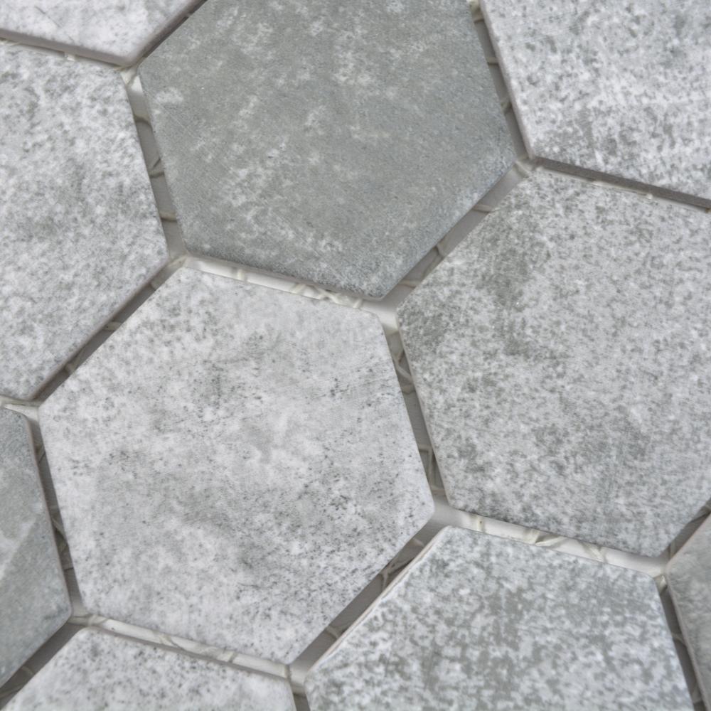 Aranżacja Mozaika ceramiczna kolor ciemno szary mat hexagon T 42