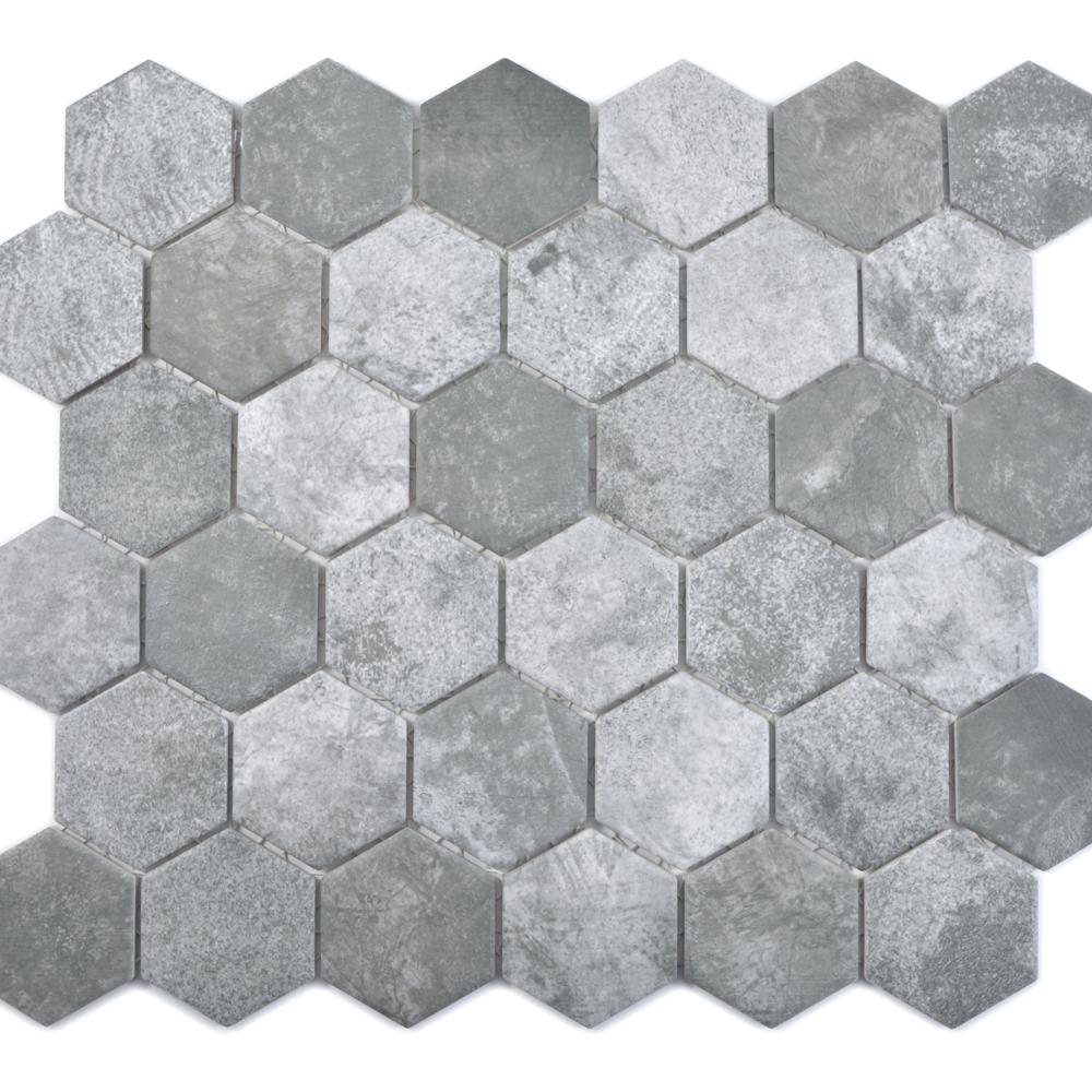 Mozaika ceramiczna kolor ciemno szary mat hexagon T 42